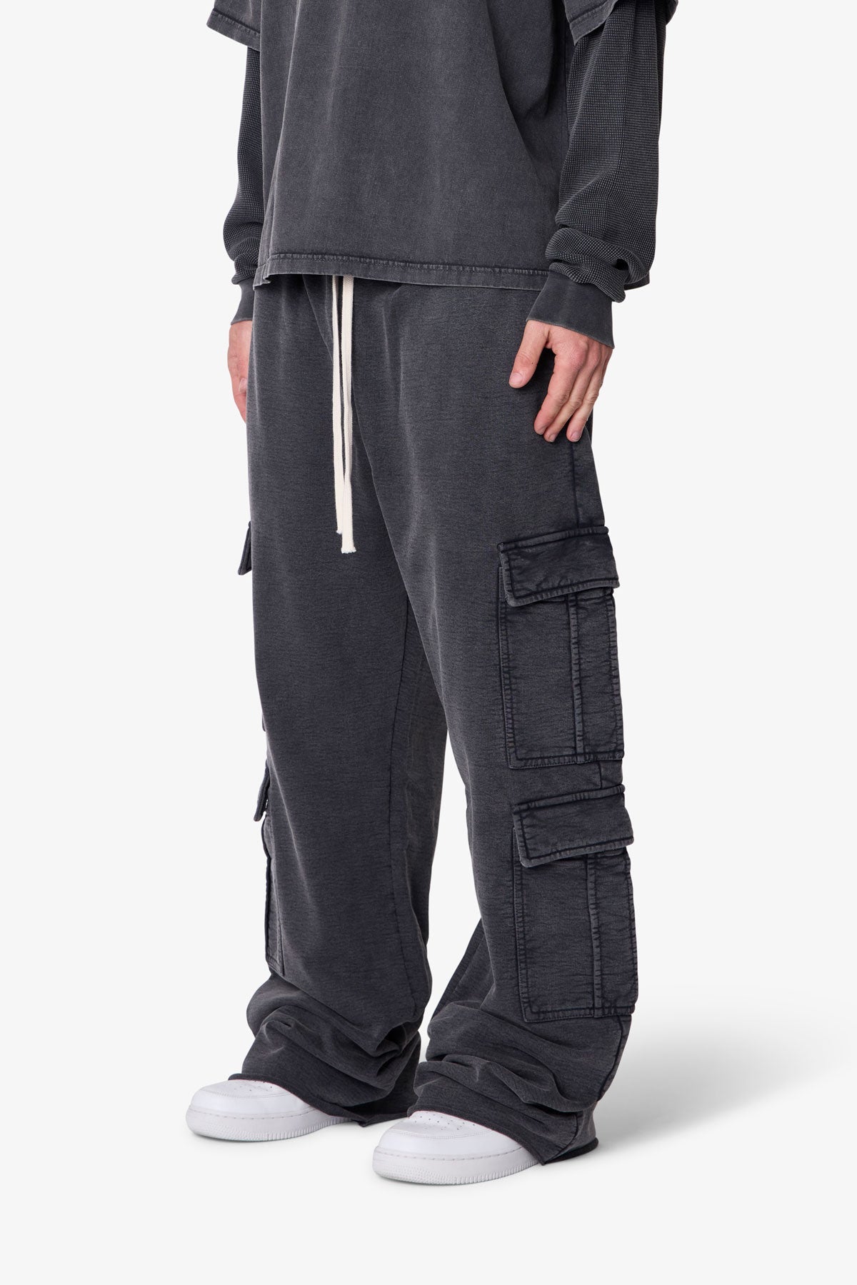 Ultra Baggy Cargo Sweatpants - Washed Black