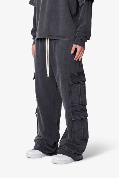Ultra Baggy Cargo Sweatpants - Washed Black