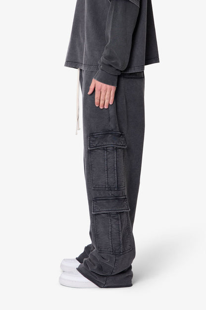 Ultra Baggy Cargo Sweatpants - Washed Black