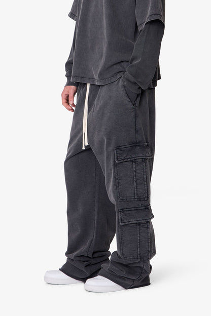 Ultra Baggy Cargo Sweatpants - Washed Black