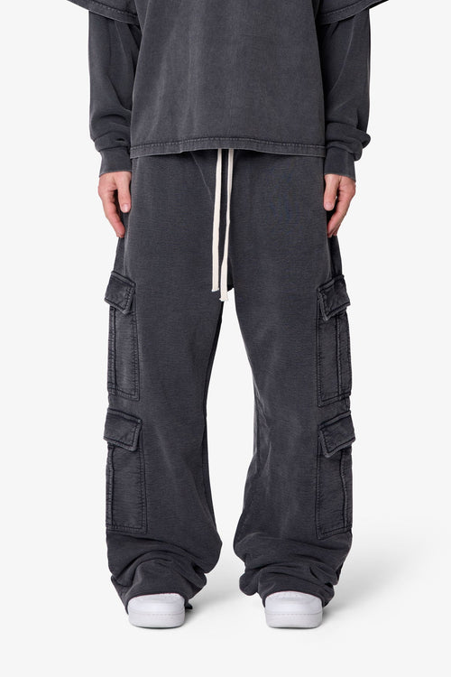 Ultra Baggy Cargo Sweatpants - Washed Black
