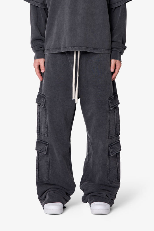Ultra Baggy Cargo Sweatpants - Washed Black