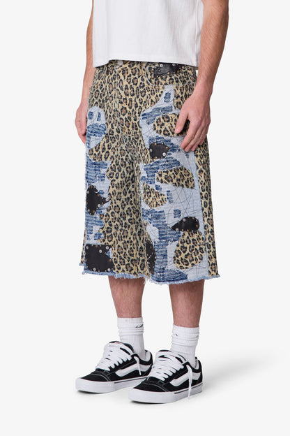 Ultra Baggy Cheetah Boro Shorts - Multi