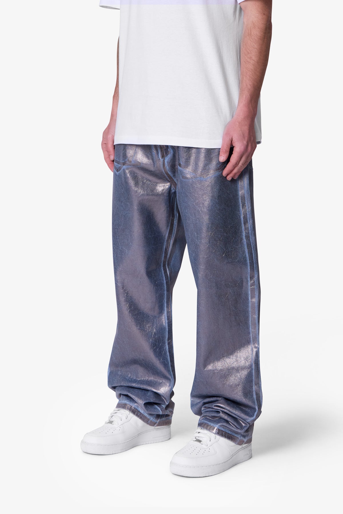 Ultra Baggy Chrome Sprayed Denim - Blue/Silver