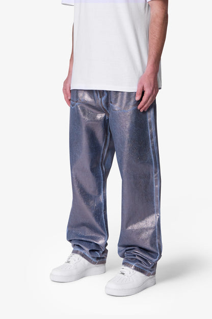Ultra Baggy Chrome Sprayed Denim - Blue/Silver