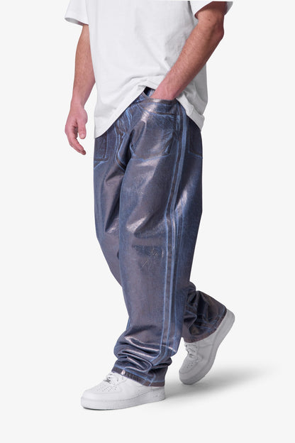 Ultra Baggy Chrome Sprayed Denim - Blue/Silver