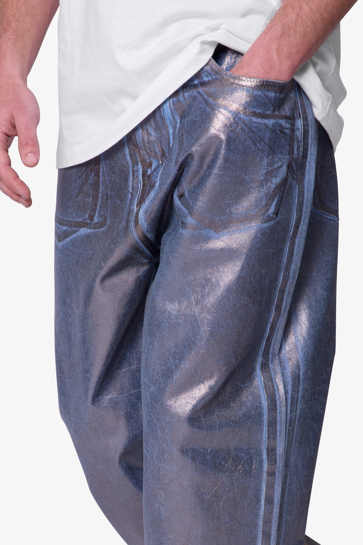 Ultra Baggy Chrome Sprayed Denim - Blue/Silver