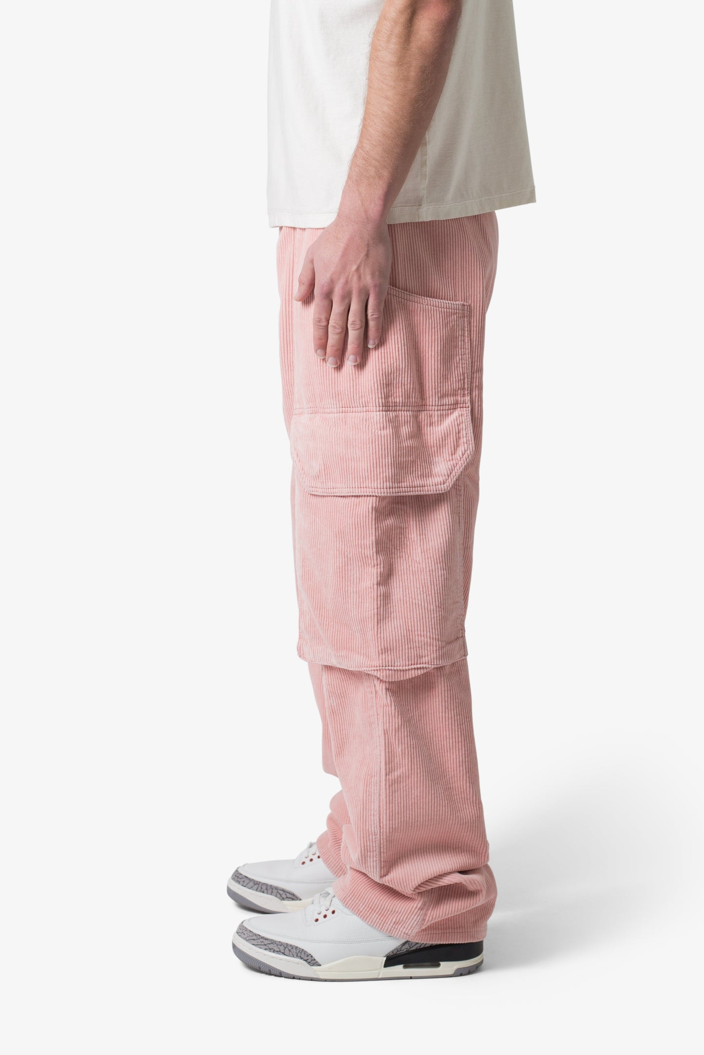 Ultra Baggy Corduroy Cargo Pants - Pink