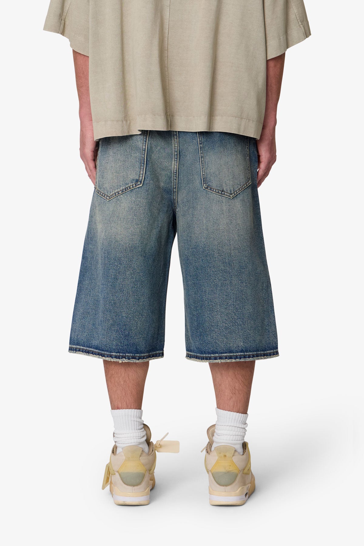 Ultra Baggy Crystal Denim Shorts - Blue