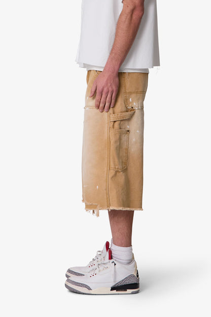 Ultra Baggy Distressed Carpenter Shorts - Tan