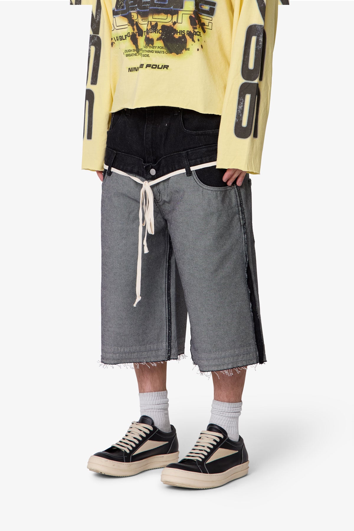 Ultra Baggy Inside Out Denim Shorts - Black