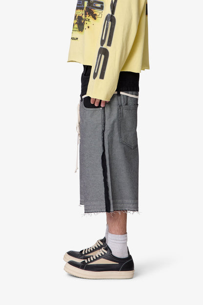 Ultra Baggy Inside Out Denim Shorts - Black