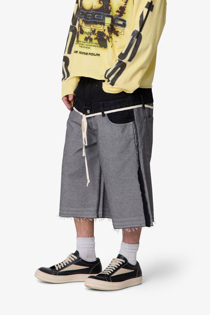 Ultra Baggy Inside Out Denim Shorts - Black