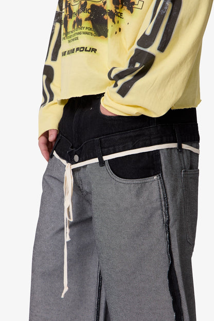 Ultra Baggy Inside Out Denim Shorts - Black