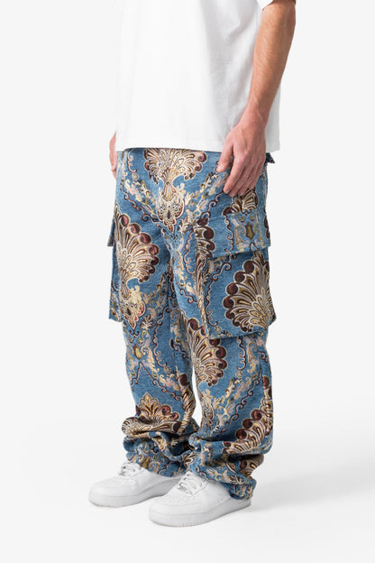 Ultra Baggy Jacquard Floral Cargo Pants - Multi Floral