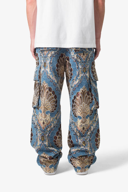 Ultra Baggy Jacquard Floral Cargo Pants - Multi Floral