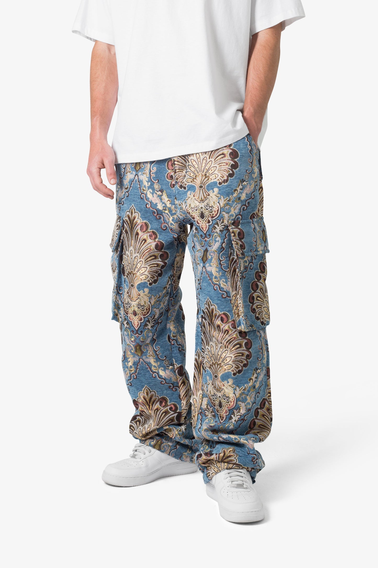 Ultra Baggy Jacquard Floral Cargo Pants - Multi Floral