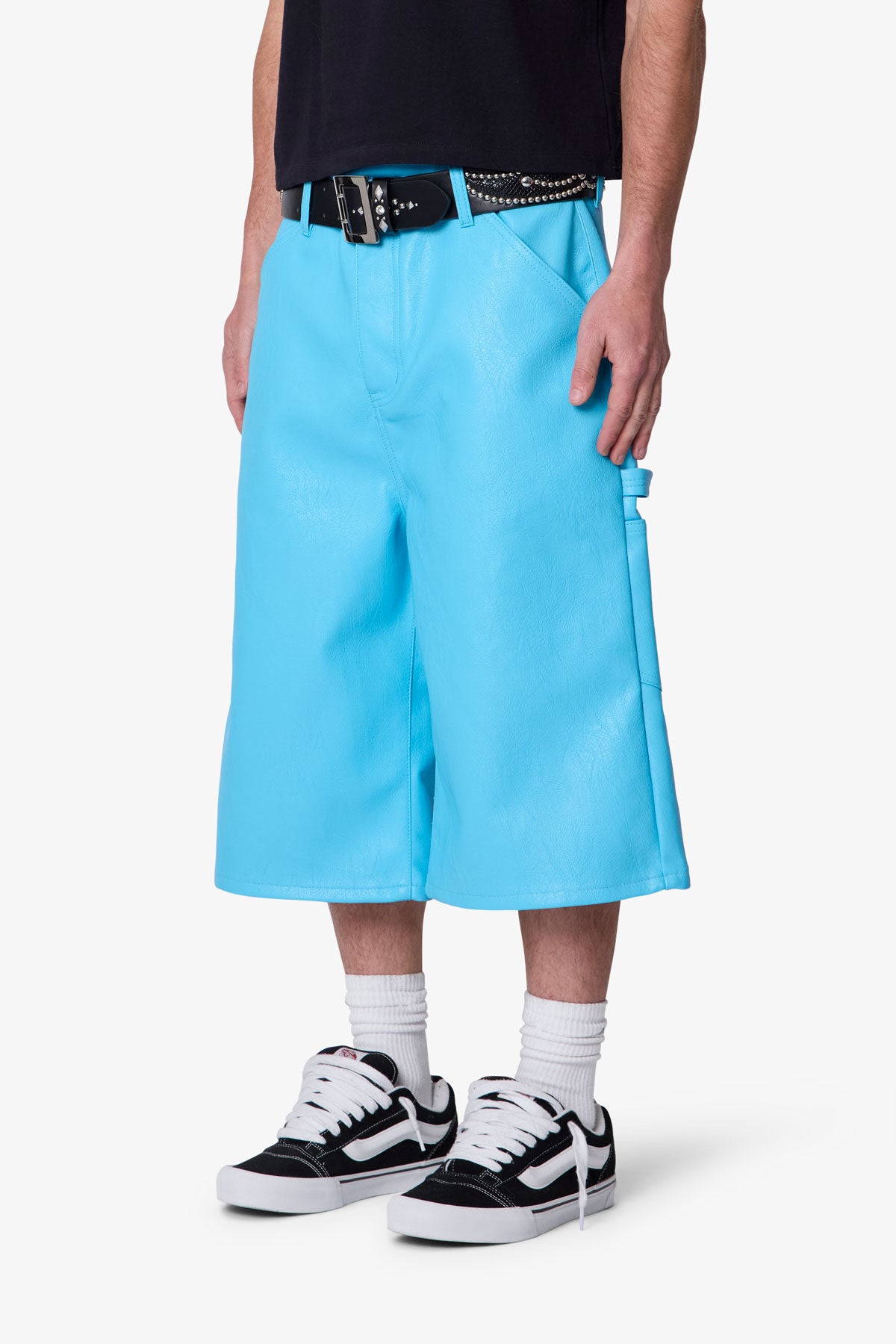 Ultra Baggy Leather Work Shorts - Blue