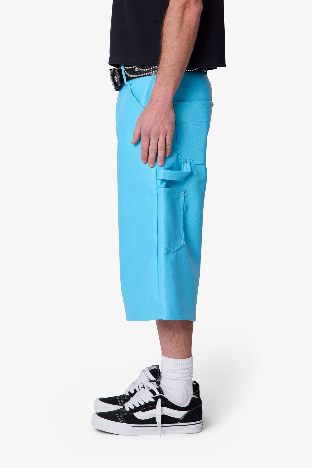 Ultra Baggy Leather Work Shorts - Blue