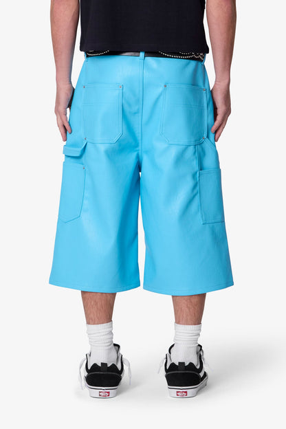Ultra Baggy Leather Work Shorts - Blue