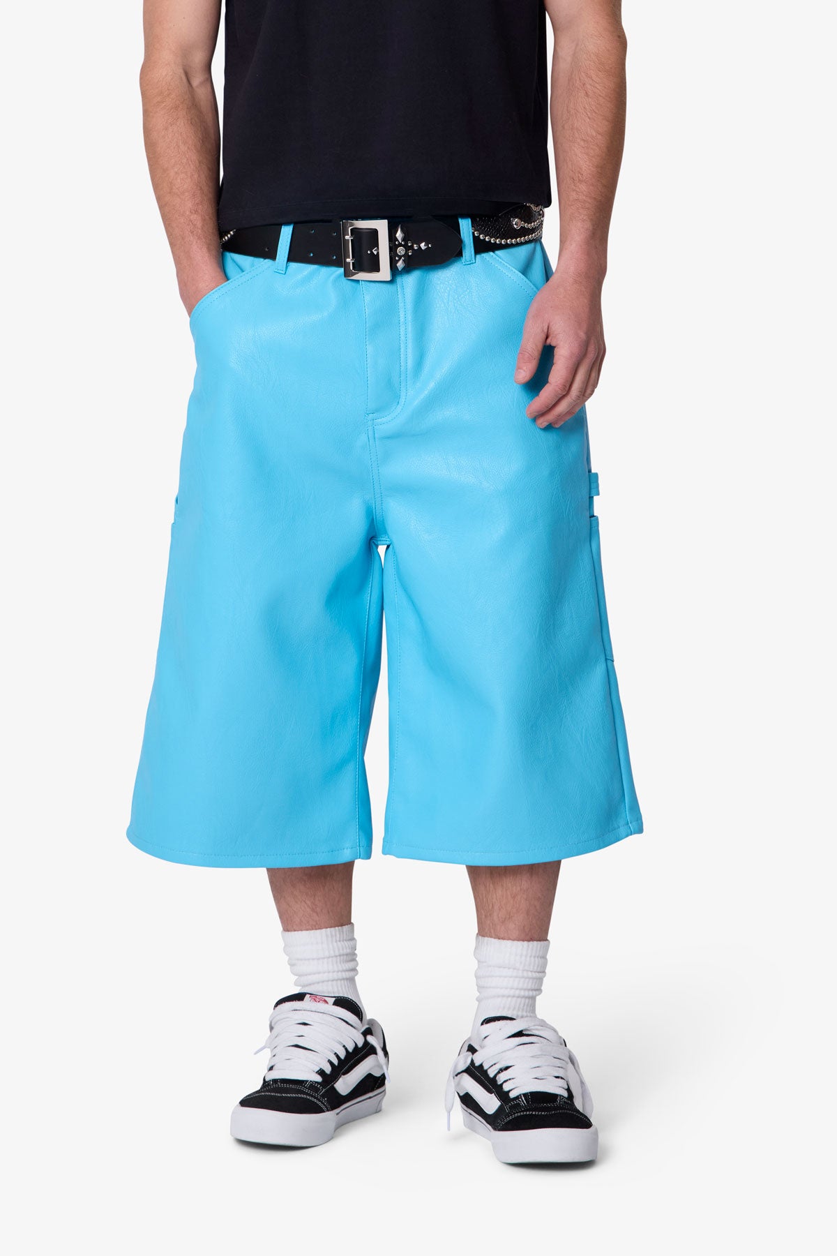 Ultra Baggy Leather Work Shorts - Blue