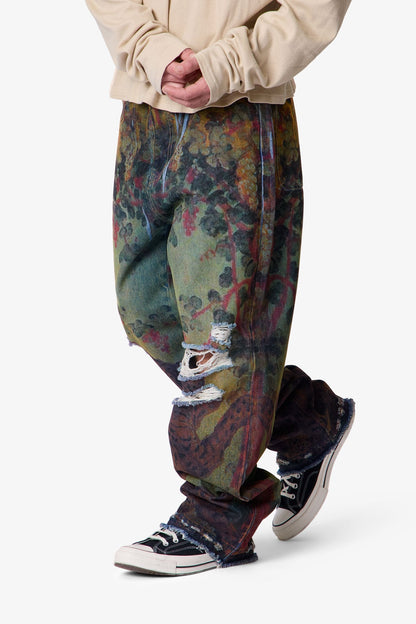 Ultra Baggy Leopard Denim - Multi