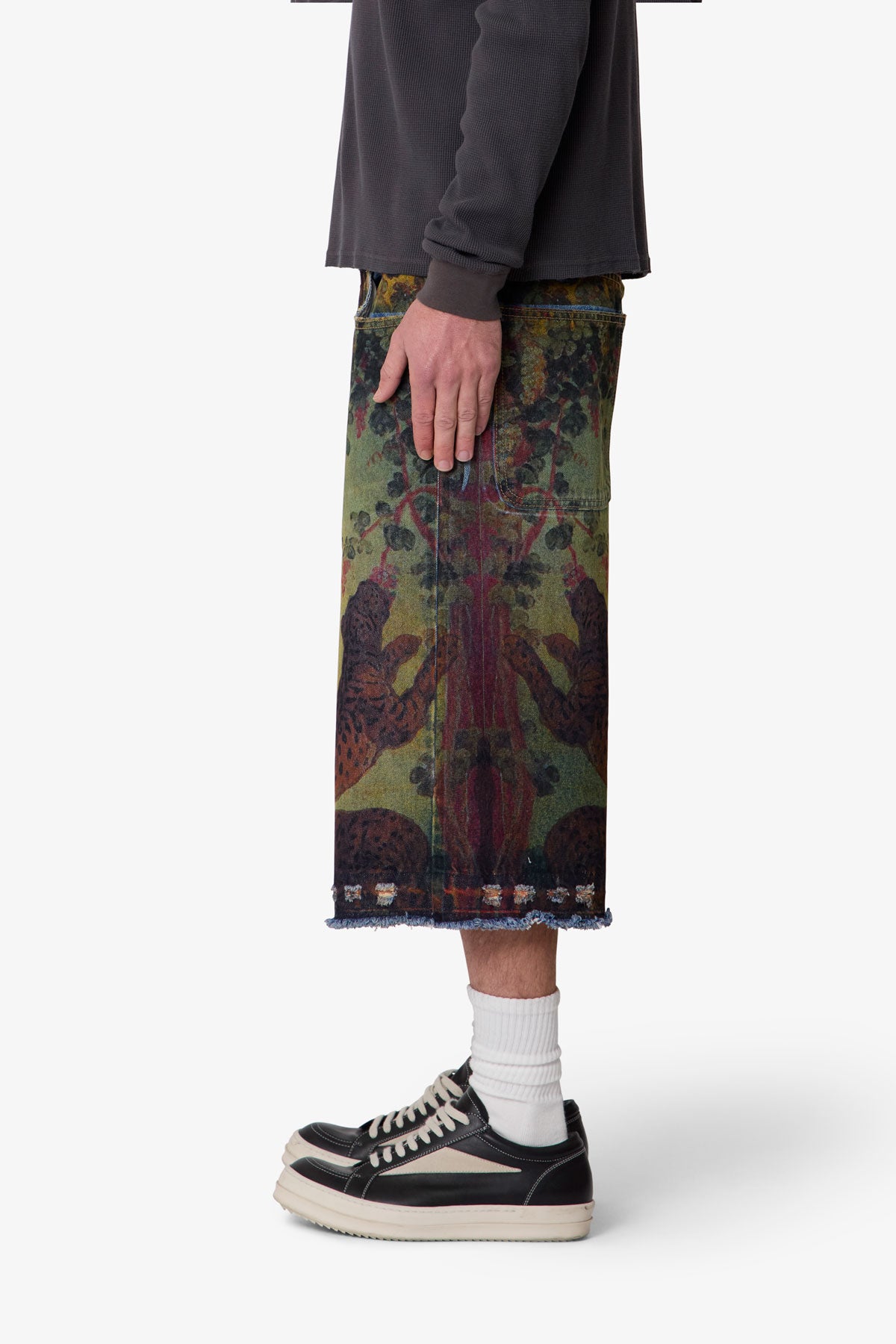 Ultra Baggy Leopard Denim Shorts - Multi