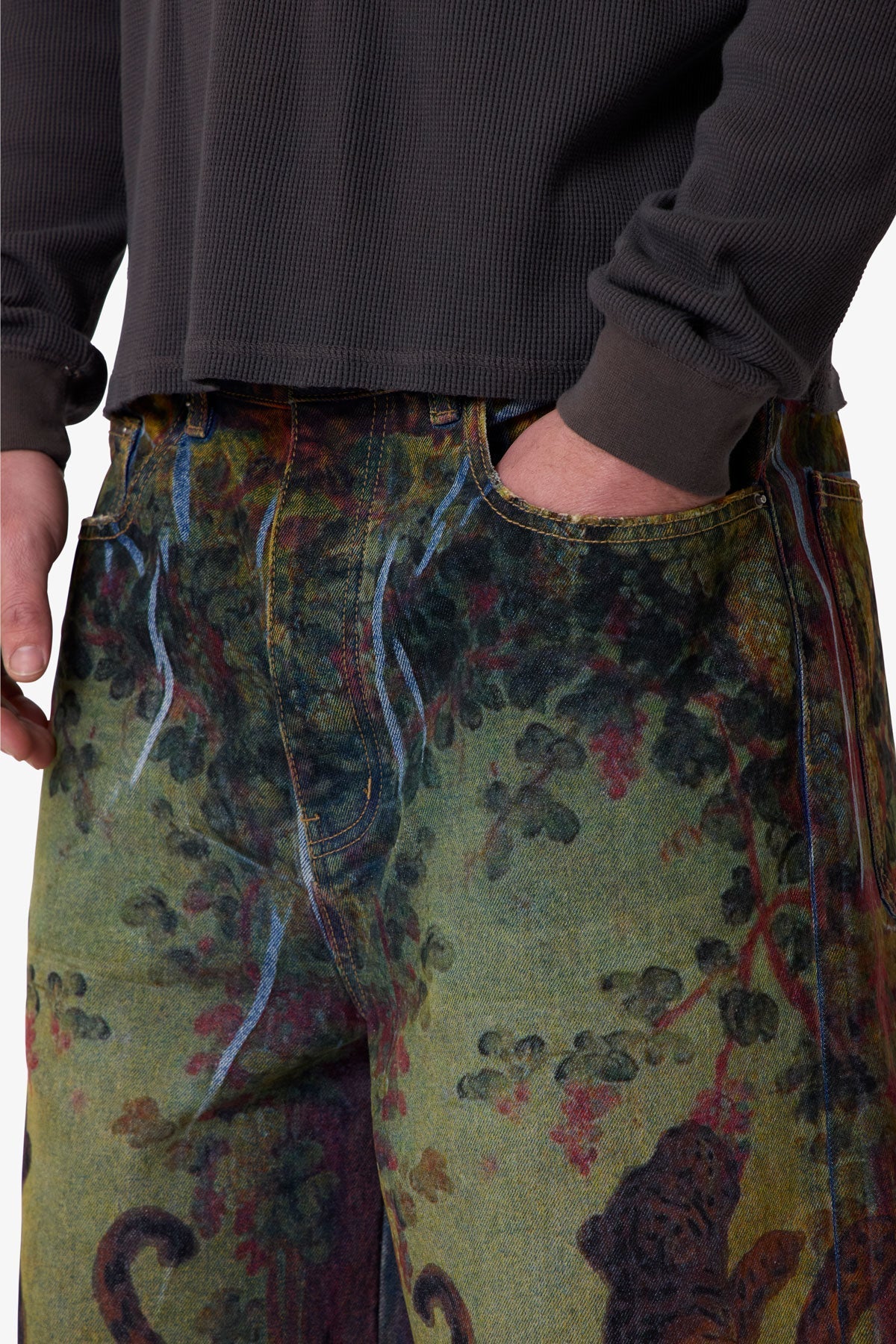 Ultra Baggy Leopard Denim Shorts - Multi