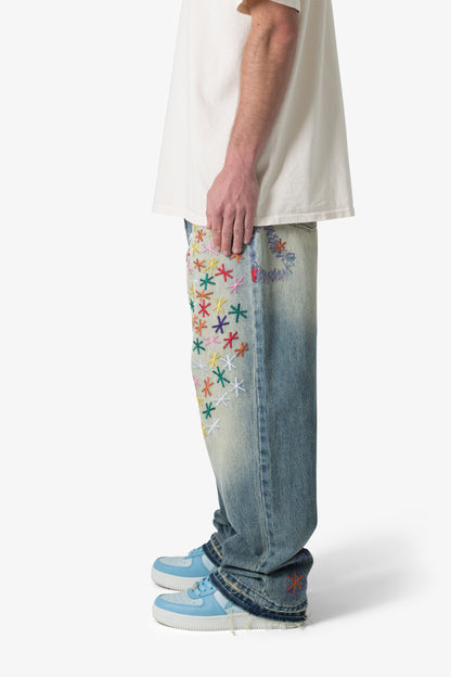 Ultra Baggy Multi Asterisk Denim - Blue/Multi