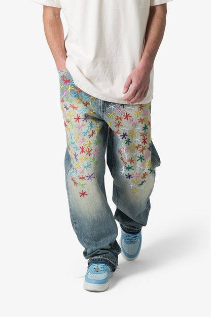 Ultra Baggy Multi Asterisk Denim - Blue/Multi