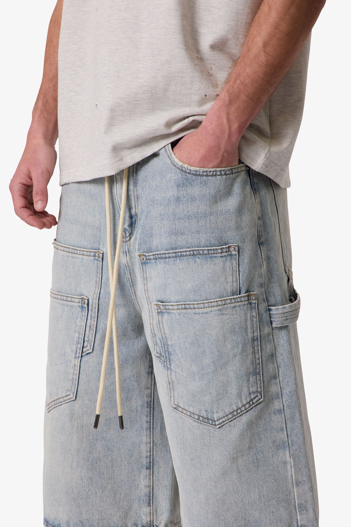 Ultra Baggy Multi Pocket Denim Shorts - Blue