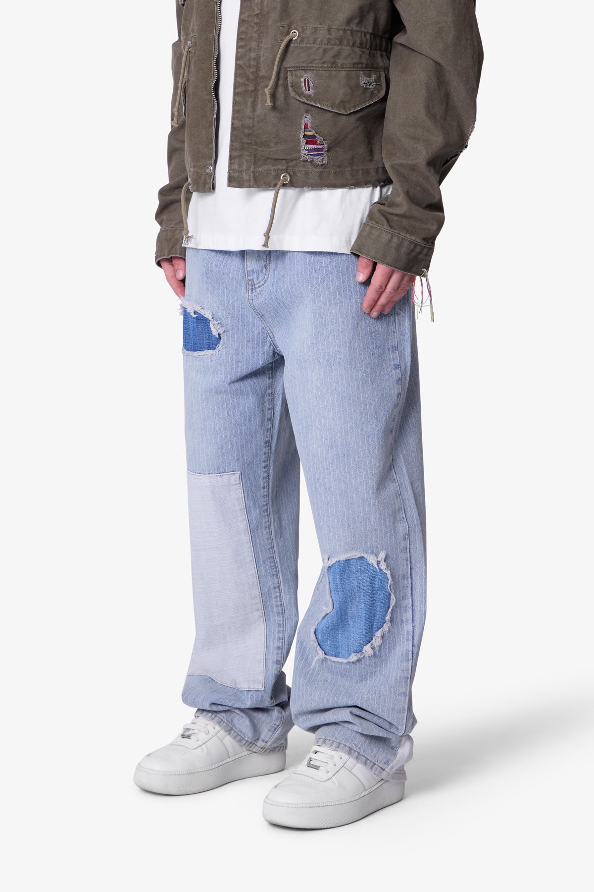 Ultra Baggy Patched Up Denim - Light Blue