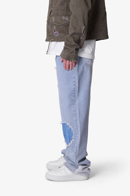 Ultra Baggy Patched Up Denim - Light Blue