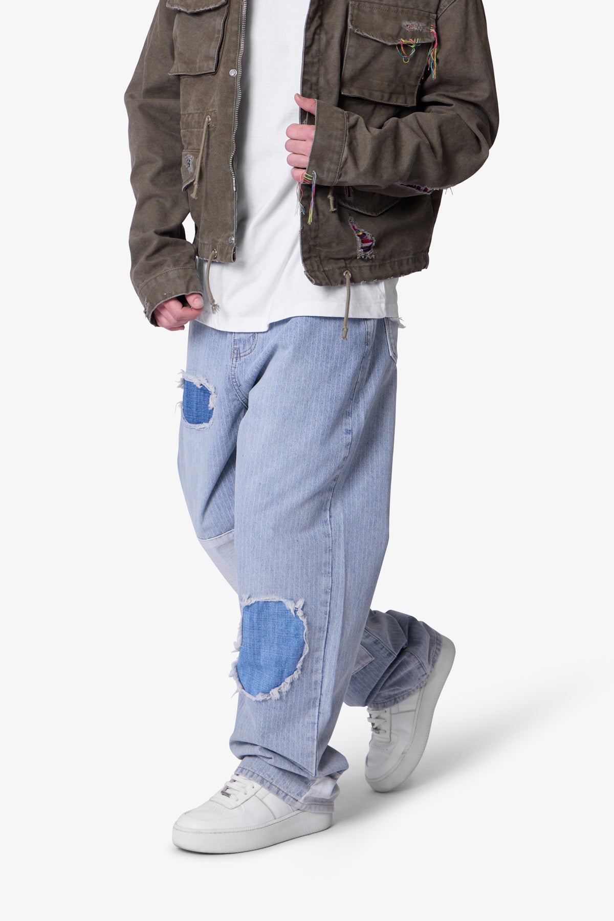 Ultra Baggy Patched Up Denim - Light Blue