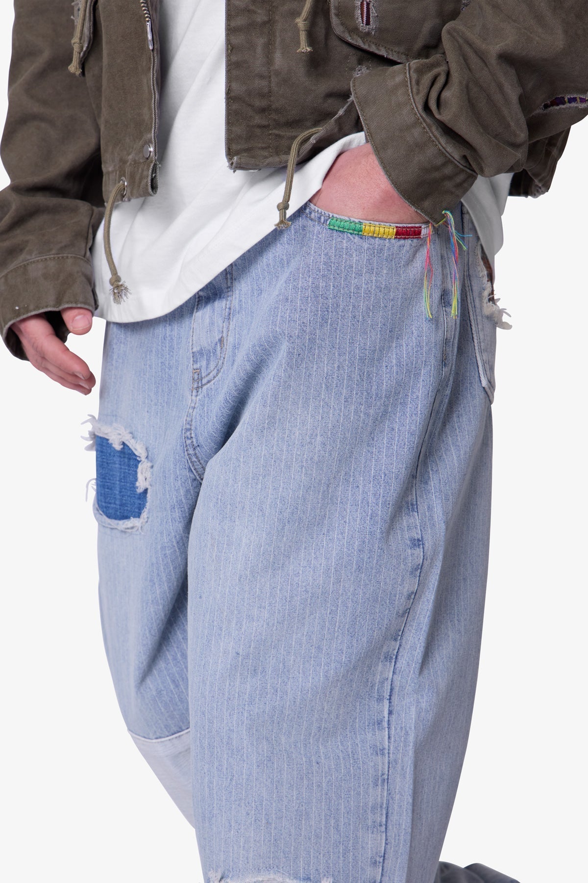 Ultra Baggy Patched Up Denim - Light Blue