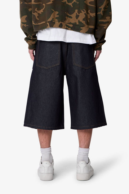 Ultra Baggy Pleated Denim Shorts - Rinsed Indigo