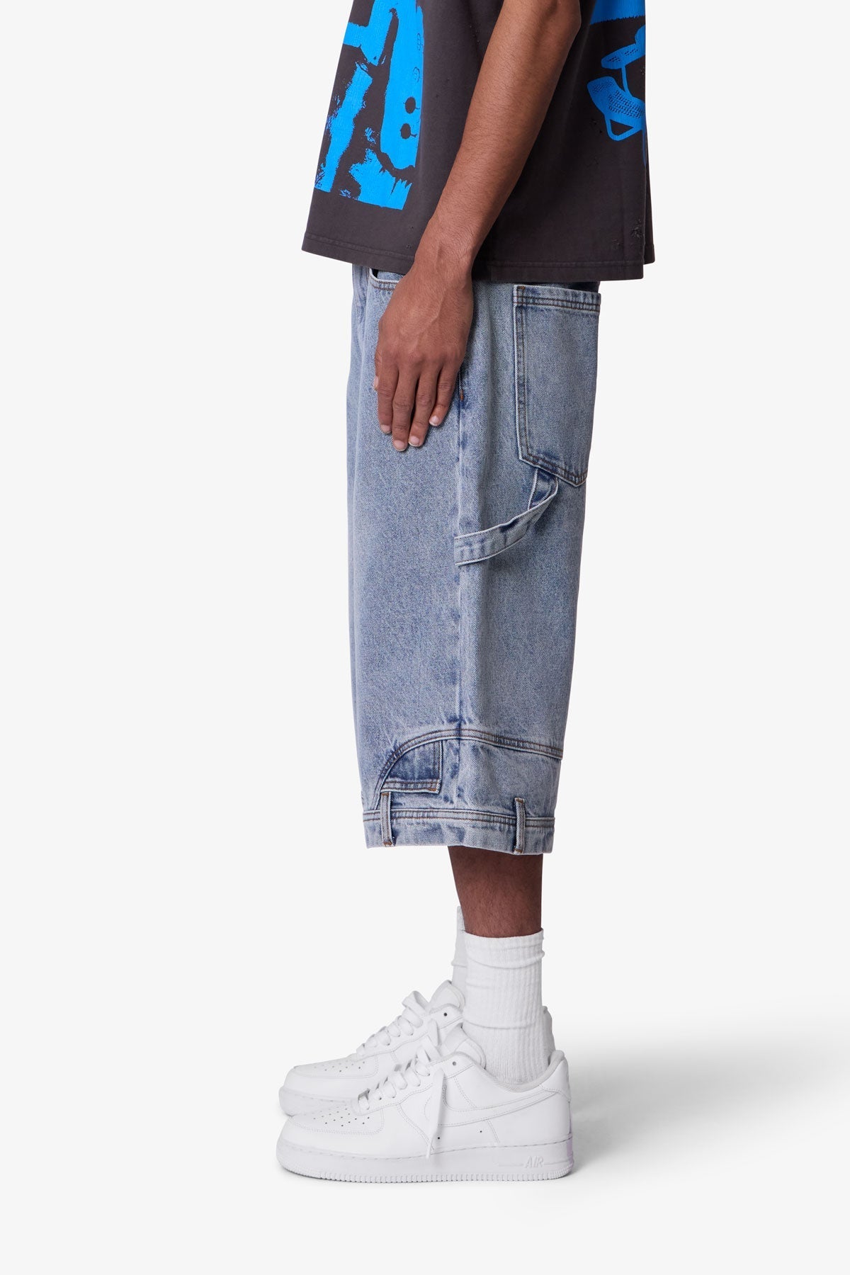 Ultra Baggy Reconstructed Denim Shorts - Blue