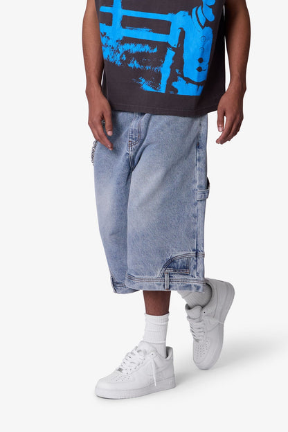 Ultra Baggy Reconstructed Denim Shorts - Blue