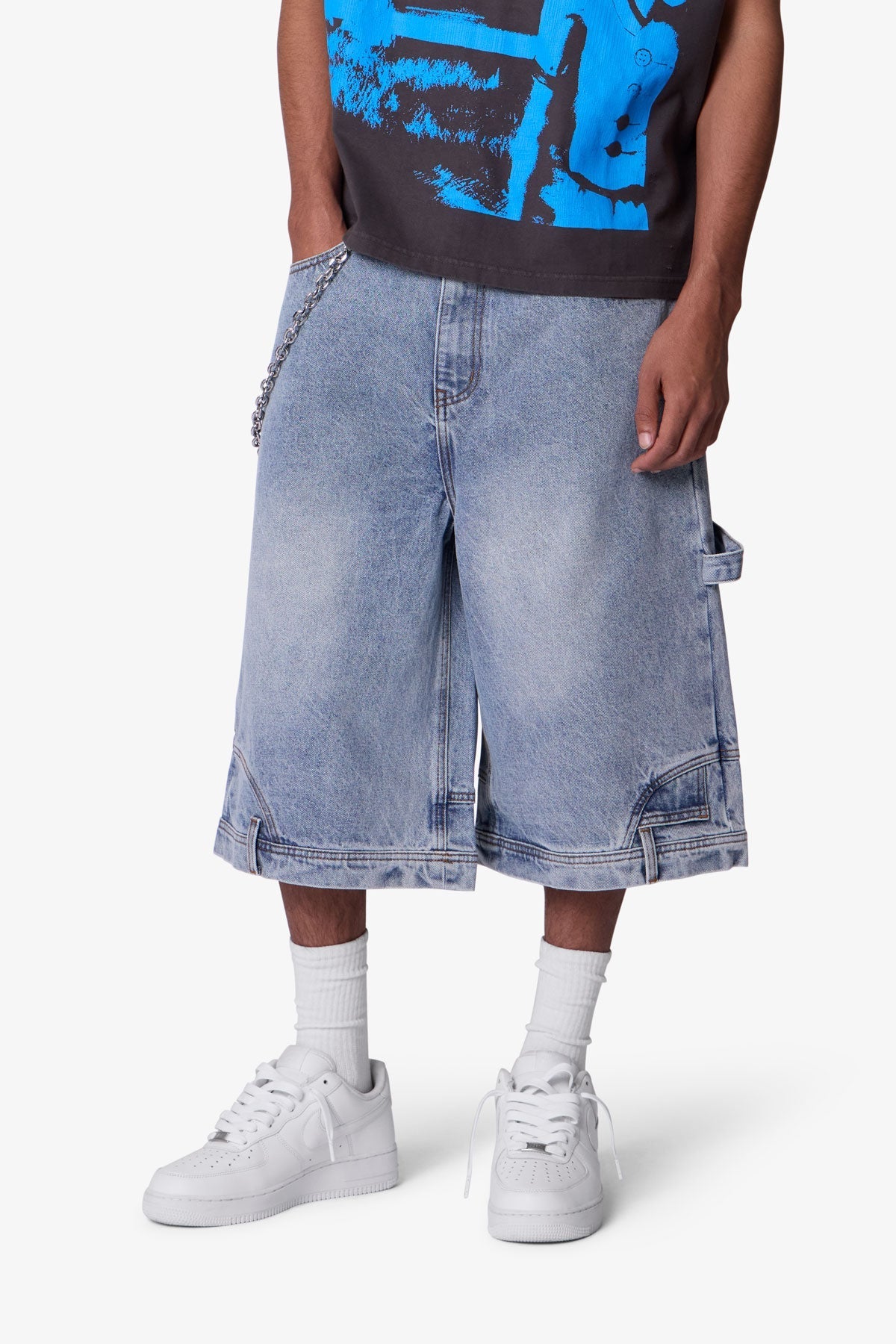 Ultra Baggy Reconstructed Denim Shorts - Blue