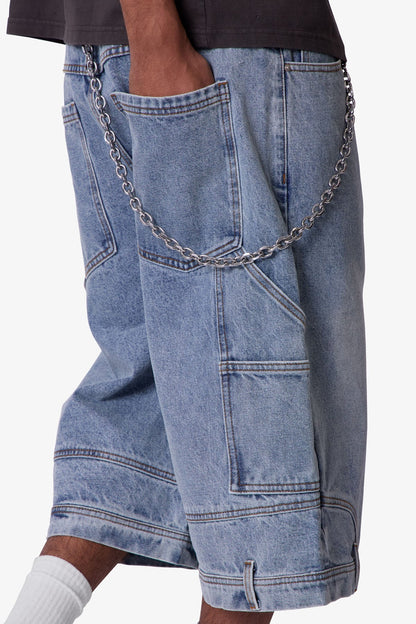 Ultra Baggy Reconstructed Denim Shorts - Blue