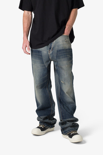 Ultra Baggy Shadow Patch Denim - Washed Light Blue