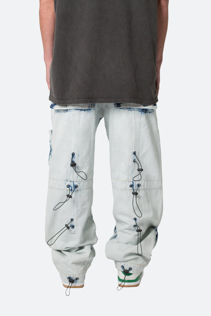 Ultra Baggy Spray Cargo Denim - Blue