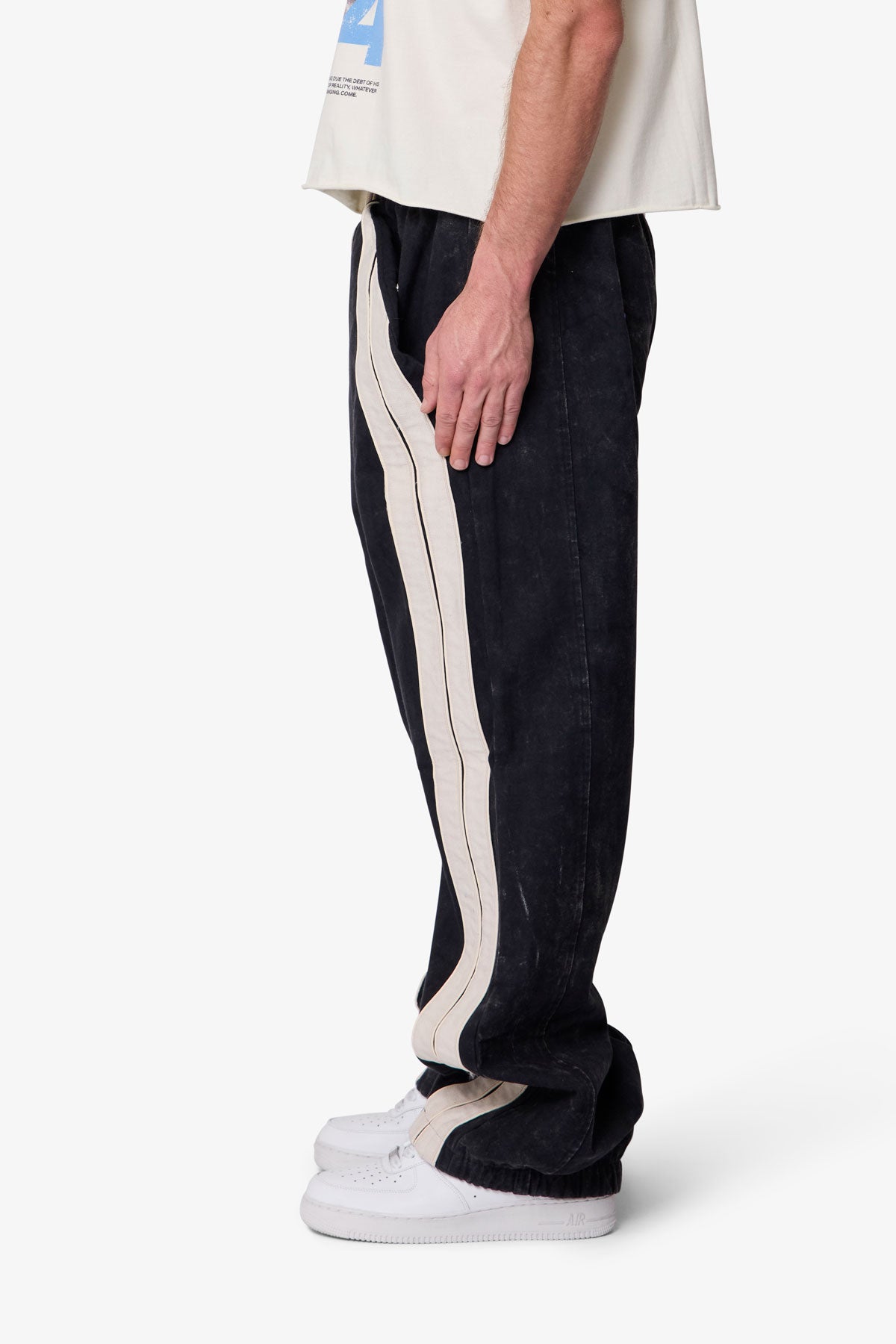 Ultra Baggy Stripe Twill Pants - Black/White