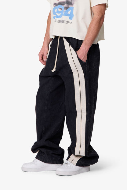 Ultra Baggy Stripe Twill Pants - Black/White
