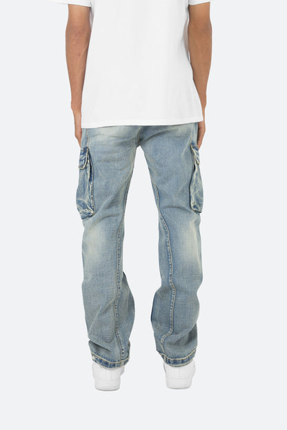 V216 Cargo Baggy Denim - Vintage Blue