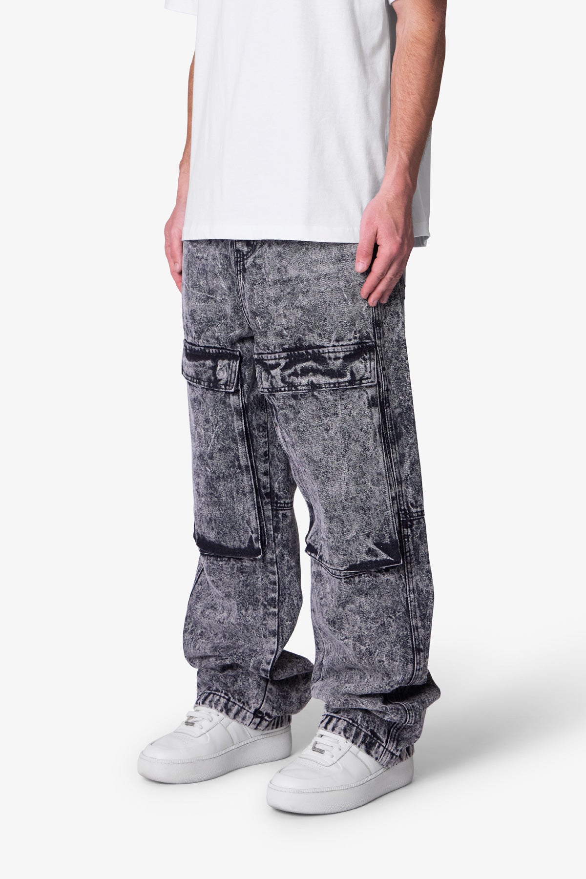 V741 Front Washed Cargo Denim - Grey