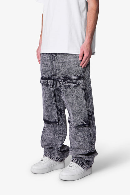 V741 Front Washed Cargo Denim - Grey