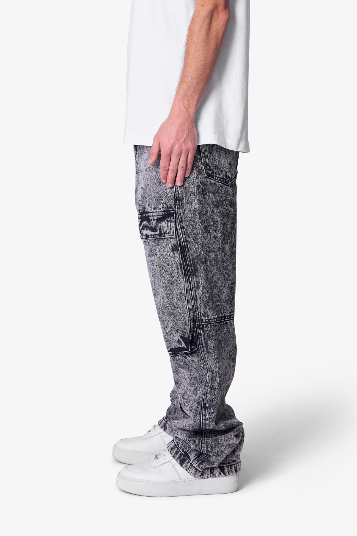 V741 Front Washed Cargo Denim - Grey