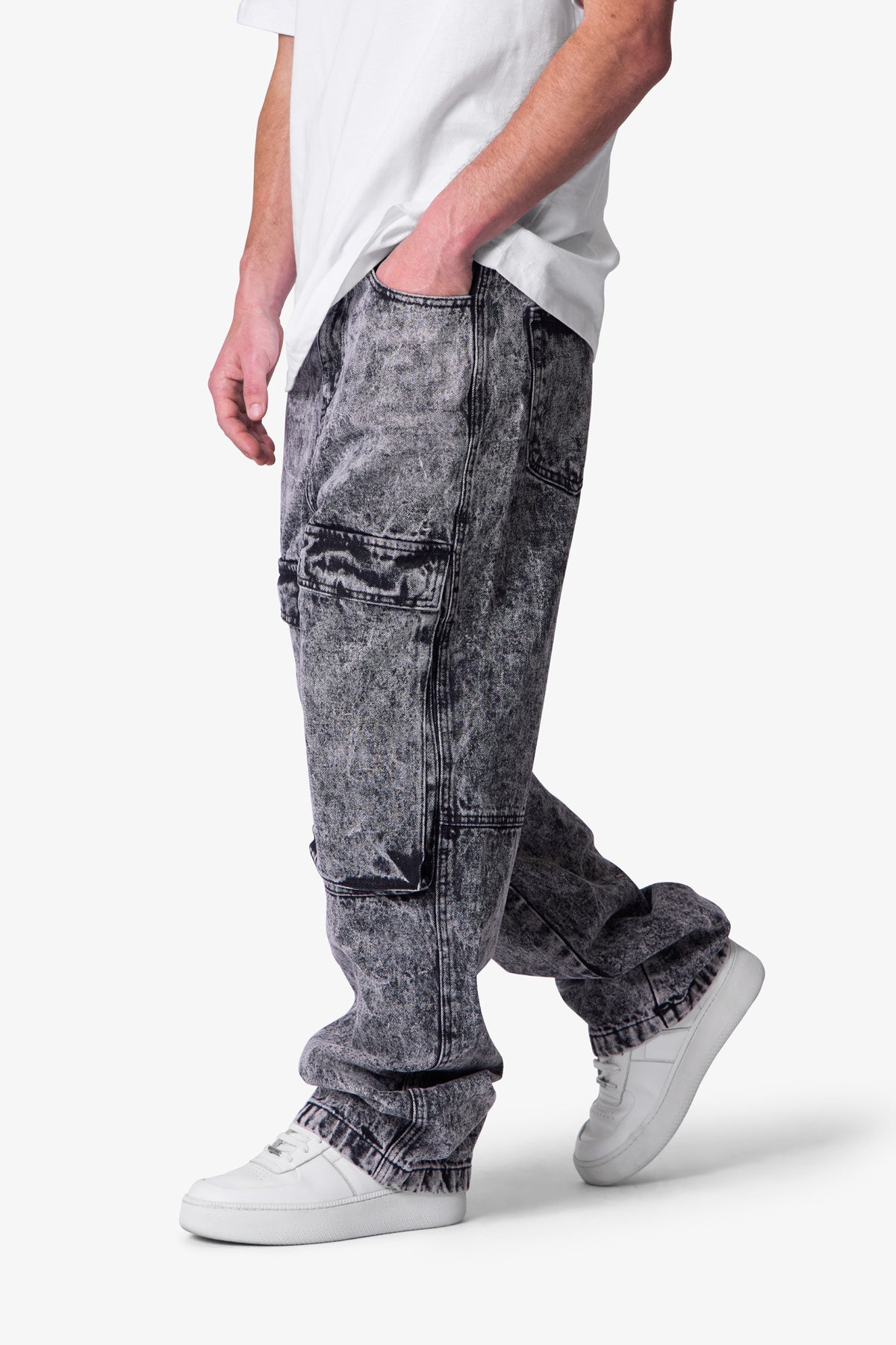 V741 Front Washed Cargo Denim - Grey