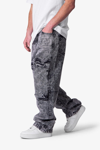 V741 Front Washed Cargo Denim - Grey